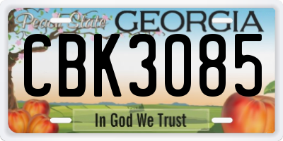 GA license plate CBK3085