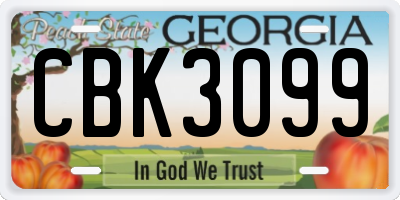 GA license plate CBK3099