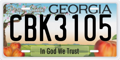 GA license plate CBK3105