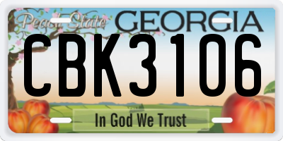 GA license plate CBK3106
