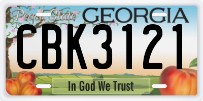 GA license plate CBK3121