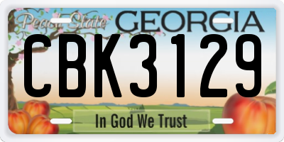 GA license plate CBK3129
