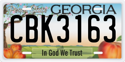 GA license plate CBK3163