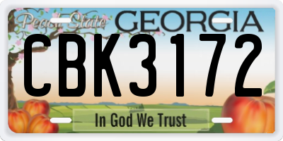 GA license plate CBK3172