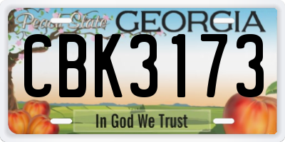 GA license plate CBK3173