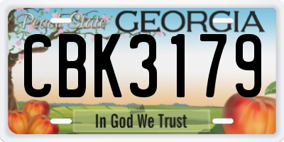 GA license plate CBK3179