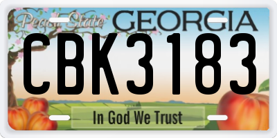 GA license plate CBK3183
