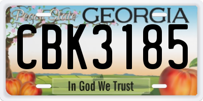GA license plate CBK3185