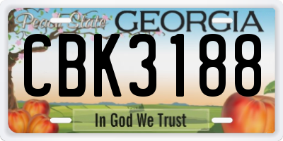 GA license plate CBK3188