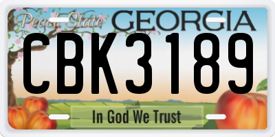 GA license plate CBK3189