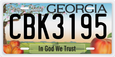 GA license plate CBK3195