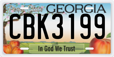 GA license plate CBK3199