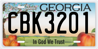 GA license plate CBK3201