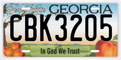 GA license plate CBK3205