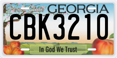 GA license plate CBK3210
