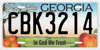 GA license plate CBK3214