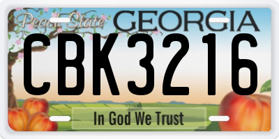 GA license plate CBK3216