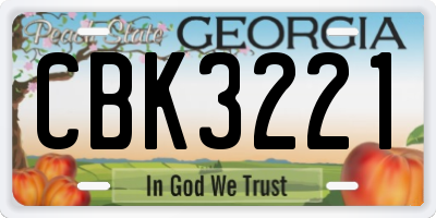 GA license plate CBK3221