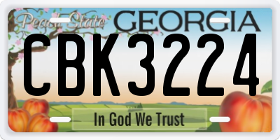 GA license plate CBK3224