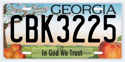 GA license plate CBK3225