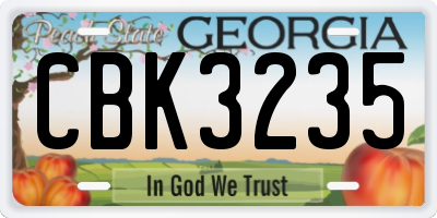 GA license plate CBK3235