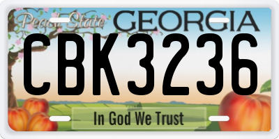 GA license plate CBK3236