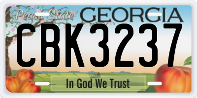 GA license plate CBK3237