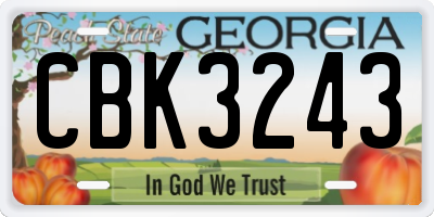 GA license plate CBK3243