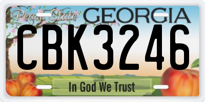 GA license plate CBK3246