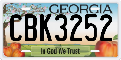 GA license plate CBK3252