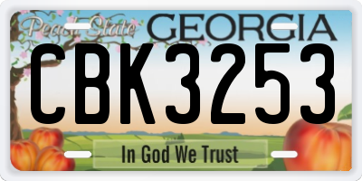 GA license plate CBK3253
