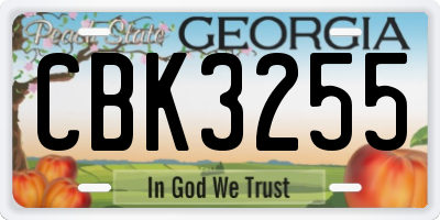 GA license plate CBK3255