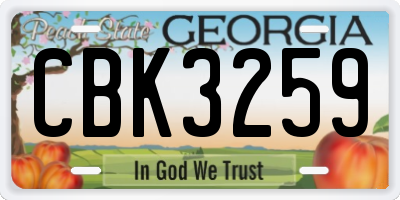 GA license plate CBK3259