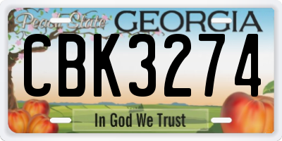 GA license plate CBK3274