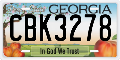 GA license plate CBK3278