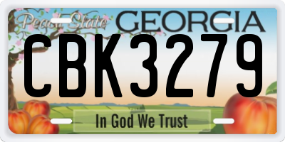 GA license plate CBK3279