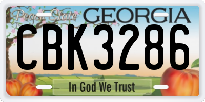 GA license plate CBK3286