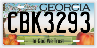 GA license plate CBK3293