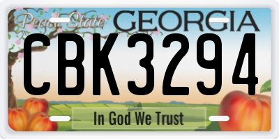 GA license plate CBK3294