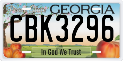 GA license plate CBK3296