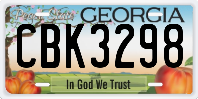 GA license plate CBK3298