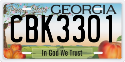 GA license plate CBK3301