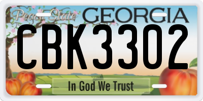 GA license plate CBK3302