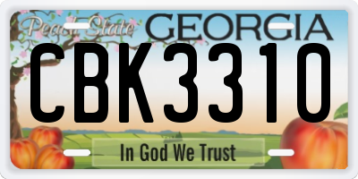 GA license plate CBK3310