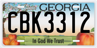 GA license plate CBK3312