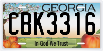 GA license plate CBK3316