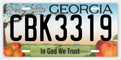 GA license plate CBK3319