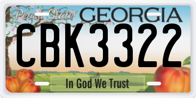GA license plate CBK3322