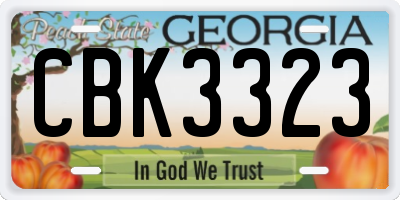 GA license plate CBK3323