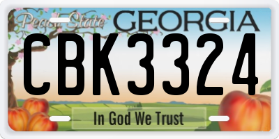 GA license plate CBK3324